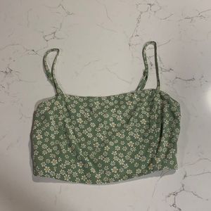 Pacsun XS tank top green with flowers